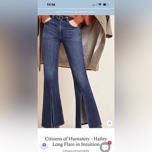 Citizens Of Humanity COH Hailey Flare Split hem dark wash jeans NWT